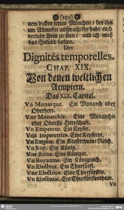 Des Dignités temporelles. Chap. XIX. Von denen weltlichen Aemptern. Das XIX. Capitel
