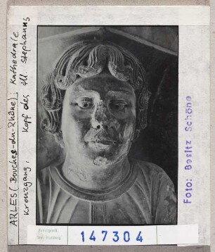 Arles, St. Trophime: Kreuzgang, Kopf des Hl. Stephanus