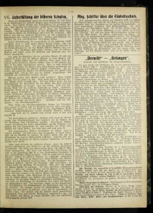 Ueberfüllung der höheren Schulen