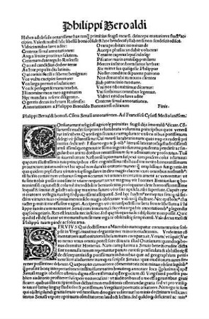 [Philippi Beroaldi in Servium. Grammaticum Libellus.]