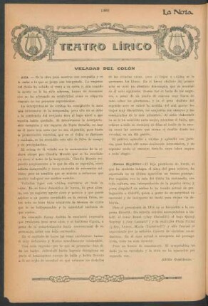 Teatro lírico : Veladas del Colón