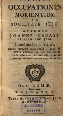 Pretiosae occupationes morientium in Societate Jesu