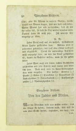 Vierzehnter Abschnitt. Von den Zahlen und Maßen