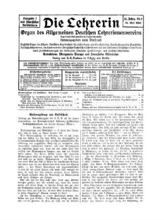 Wohnungsfrage und Volksschule : Vortrag zur Verbandsaufgabe des L. P. V. auf der Hauptversammlung des Provinzialvereins Schleswig-Holsteinischer Volksschullehrerinnen