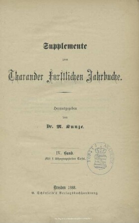 Supplemente zum Tharander forstlichen Jahrbuche, IV. Band