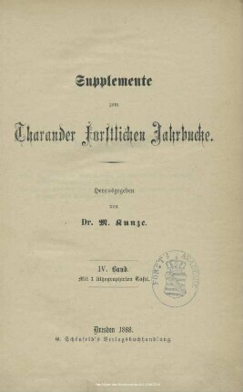 Supplemente zum Tharander forstlichen Jahrbuche, IV. Band