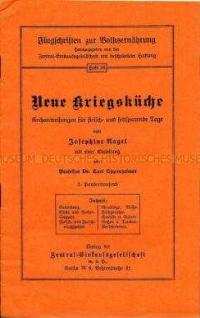 Heft Nr. 16 aus der Reihe "Flugschriften zur Volksernährung"