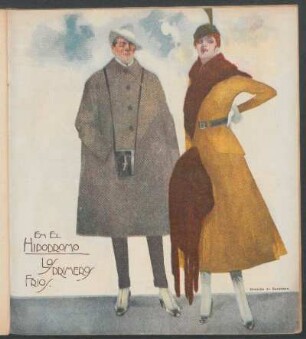 En el Hipódromo - Los primeros fríos - Gouache de Zavattaro