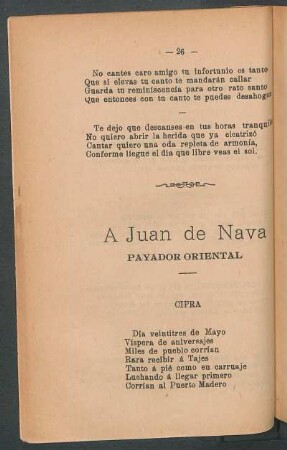 A Juan de Nava : Payador oriental. - Cifra