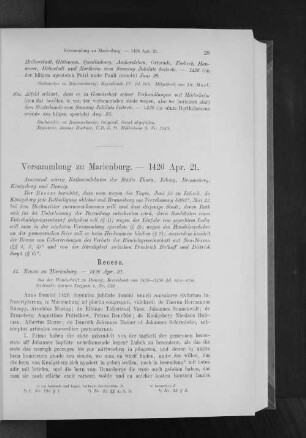Versammlung zu Marienburg. - 1426 Apr. 21.