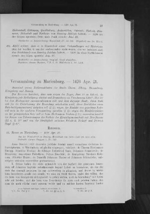 Versammlung zu Marienburg. - 1426 Apr. 21.