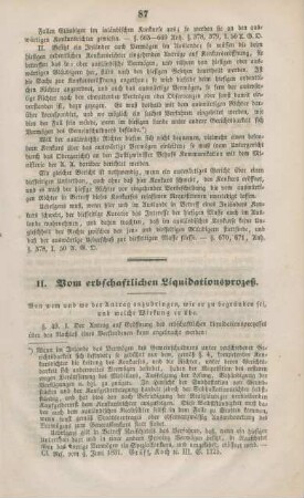 II. Vom erbschaftlichen Liquidationsprozeß.