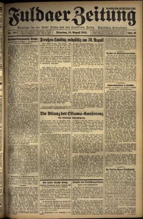 Ausgabe vom Dienstag, den 23. August 1932.