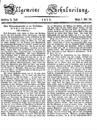 Vom Religionsunterricht in der Volksschule : (S. A. S. Z. 1830. Nr. 76. und 77) ; (Fortsetzung) ; (Fortsetzung folgt)