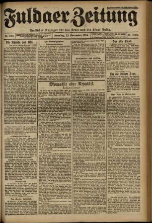 Erste Ausgabe vom Sonntag, den 23. November 1924.