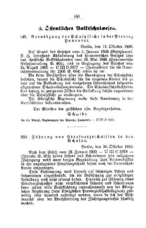 Beendigung der Schulpflicht in der Provinz Hannover : [G. Öffentliches Volksschulwesen]