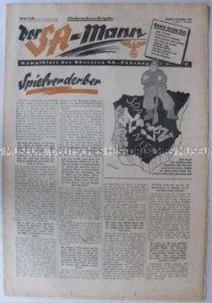 Wochenzeitung "Der SA-Mann" u.a. zum Bürgerkrieg in Spanien