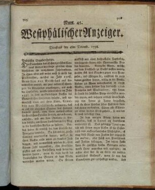Num. 45. Dienstags den 4ten Decem. 1798. - Num. 48. Freitags den 14ten Decemb. 1798.