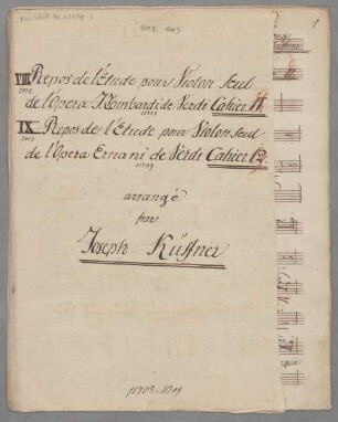 Repos de l'Etude. 8+9 - 5 Potpourris; vl; HenK WoO 109/8; HenK WoO 109/9 - BSB Mus.Schott.Ha 12604-2