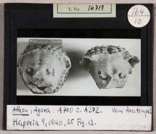 Athen: Agora, Löwenköpfe vom Arestempel