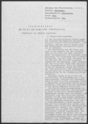 Nellingen-Oppingen: Pfarrbericht 1953