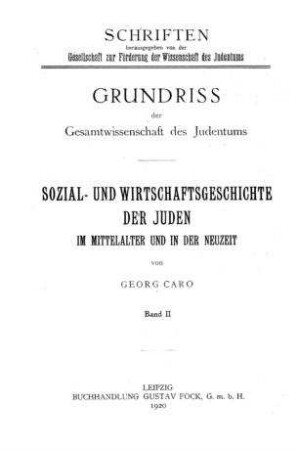 In: Grundriß der Gesamtwissenschaft des Judentums ; Band 2