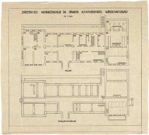 Billing, Hermann; Singen; Krankenhaus - Wirtschaftsgebäude (Grundriss Keller; Grundriss Rohrleitungskeller)