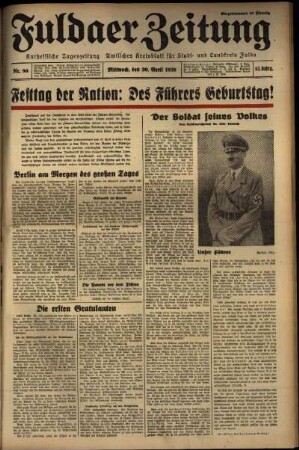 Ausgabe vom Mittwoch, den 20. April 1938.
