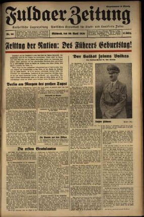 Ausgabe vom Mittwoch, den 20. April 1938.