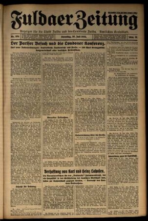 Erste Ausgabe vom Sonntag, den 19. Juli 1931.