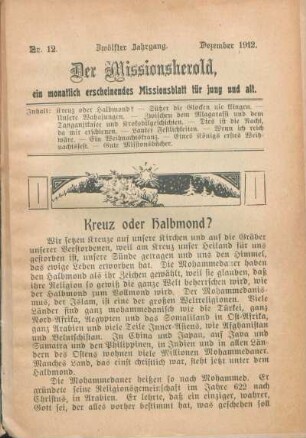 Nr. 12. Zwölfter Jahrgang. Dezember 1912.