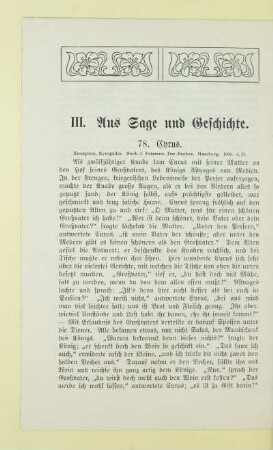III. Aus Sage und Geschichte