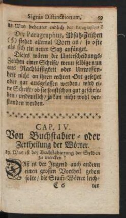 Cap. IV. Von Buchstabier- oder Zertheilung der Wörter.
