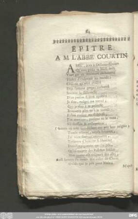 Epitre A M. L'Abbe Courtin.
