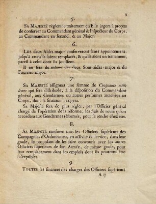 Ordonnance du roi, portant réforme du corps de la gendarmerie : Du 2 Mars 1788