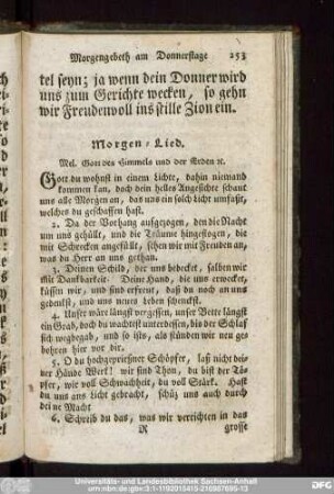 Morgen-Lied. Mel. Gott des Himmels und der Erden [et]c.