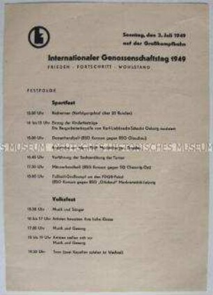 Kultur- und Sportprogramm im Rahmen des "Internationalen Genossenschaftstages 1949" in Augustusburg