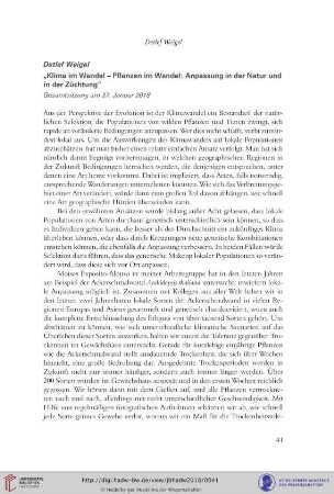 Klima im Wandel – Pflanzen im Wandel : Anpassung in der Natur und in der Züchtung