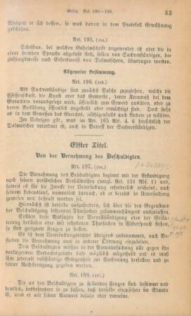 Elfter Titel. Von der Vernehmung des Beschuldigten