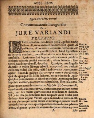 Commentatio Inauguralis, De Jure Variandi