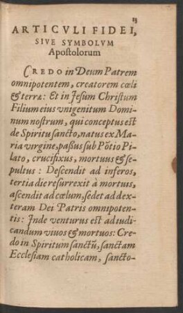 Articuli Fidei, Sive Symbolum Apostolorum.