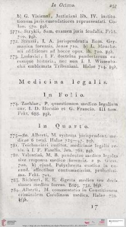 Medicina legalis (Nr. 3774 - 3811)
