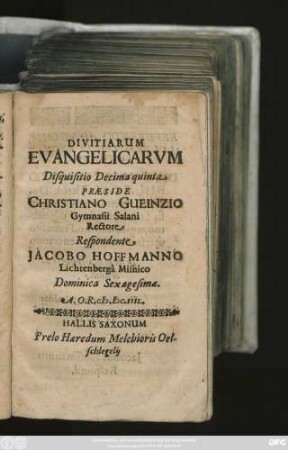 Divitiarum Evangelicarum Disquisitio Decima quinta