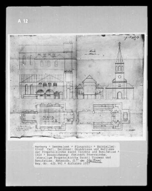 Grundrisse und Aufrisse der Propsteikirche Sankt Vinzenz und Bonifatius
