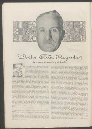 Doctor Elías Regules : El coplero, el maestro y el hombre