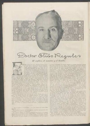 Doctor Elías Regules : El coplero, el maestro y el hombre