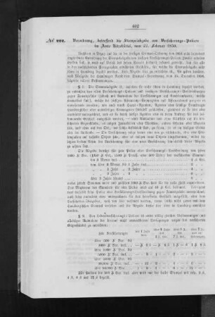Verordnung, betreffend die Stempelabgabe von Versicherungs-Policen im Amte Kitzebüttel, vom 22. Februar 1859.