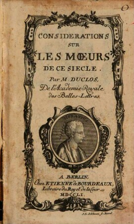 Considerations Sur Les Mœurs De Ce Siecle