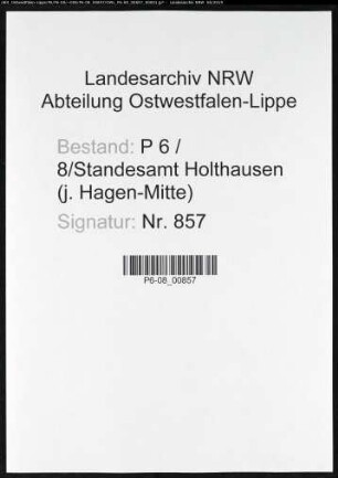 Sterberegister Standesamt Hagen-Holthausen
