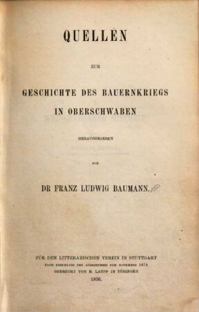Quellen zur Geschichte des Bauernkriegs in Oberschwaben